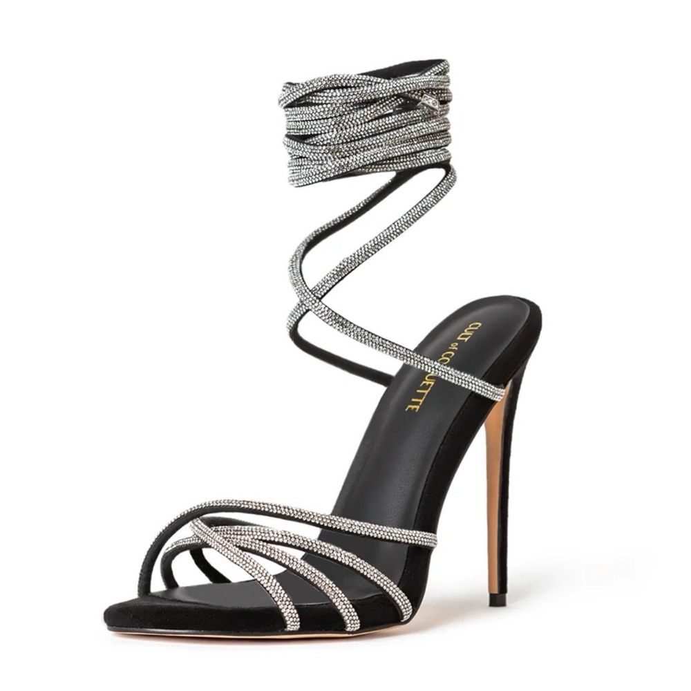Berg Black and Silver Strappy Heels